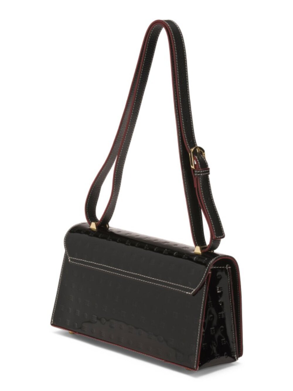 ARCADIA Made In Italy Leather East West Bag With Flap Square Closure - Picture 3 of 4